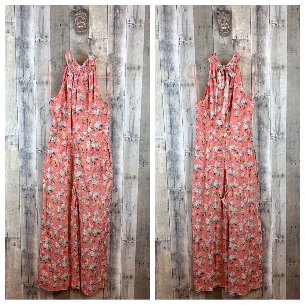 J. Crew Liberty of London Josephine Floral Print Jumpsuit in Peach Floral Size 4